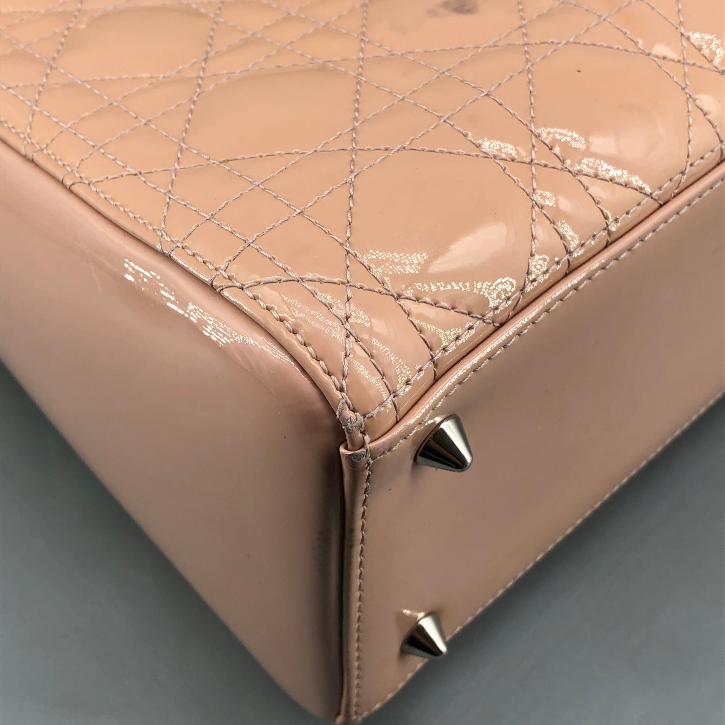 Christian Dior Lady Dior Nude Patent Cannage Leather Handbag