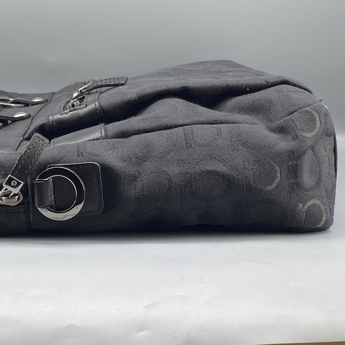 Ferragamo Black Gancini Jacquard Briefcase Business Handbag