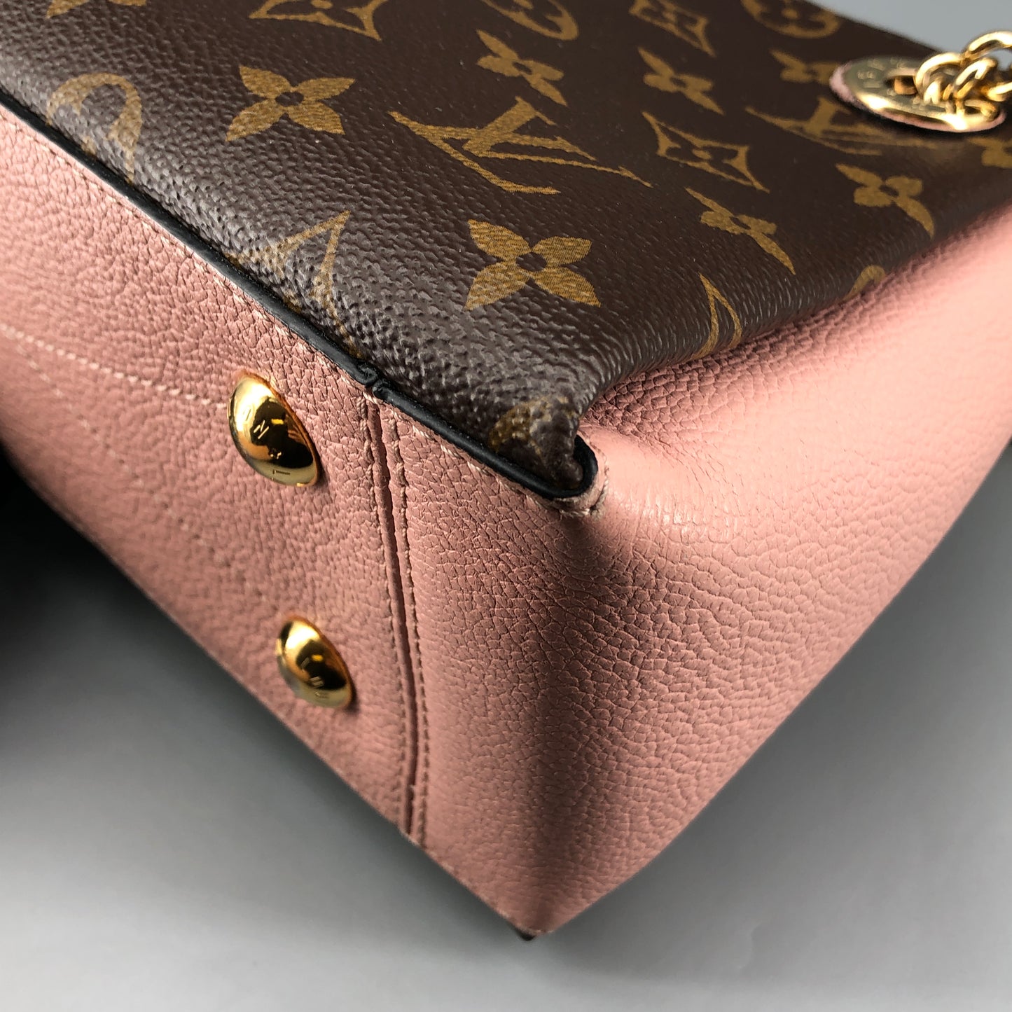 Louis Vuitton Brown Monogram & Pink Leather Chain Shoulder Bag