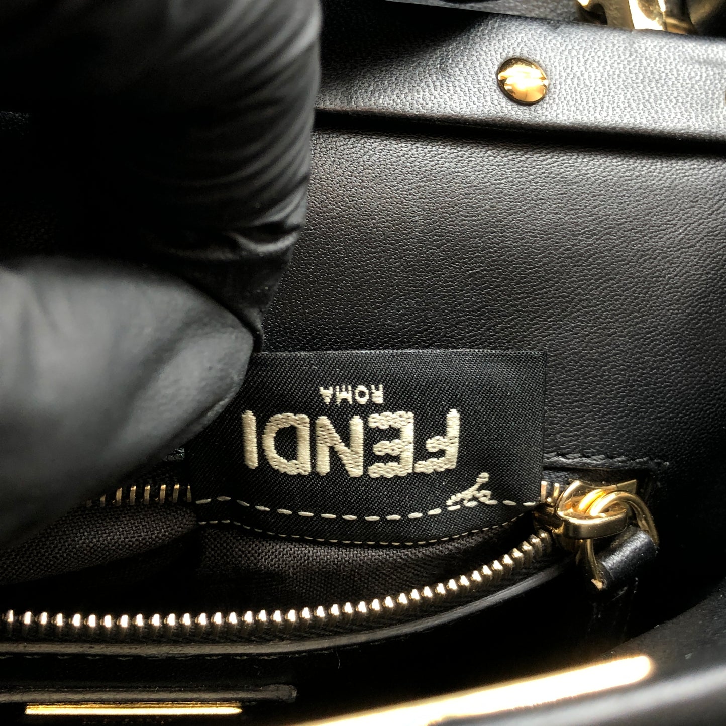 Fendi Mini Black Smooth Leather Peekaboo Handbag