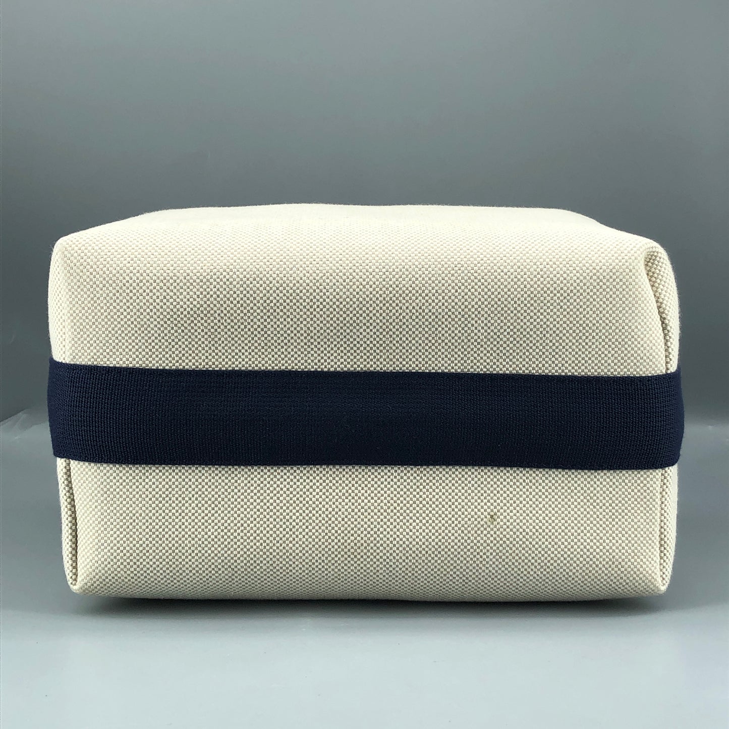 Hermes Bride A Brac Canvas Cosmetic Hand Bag Cream Navy