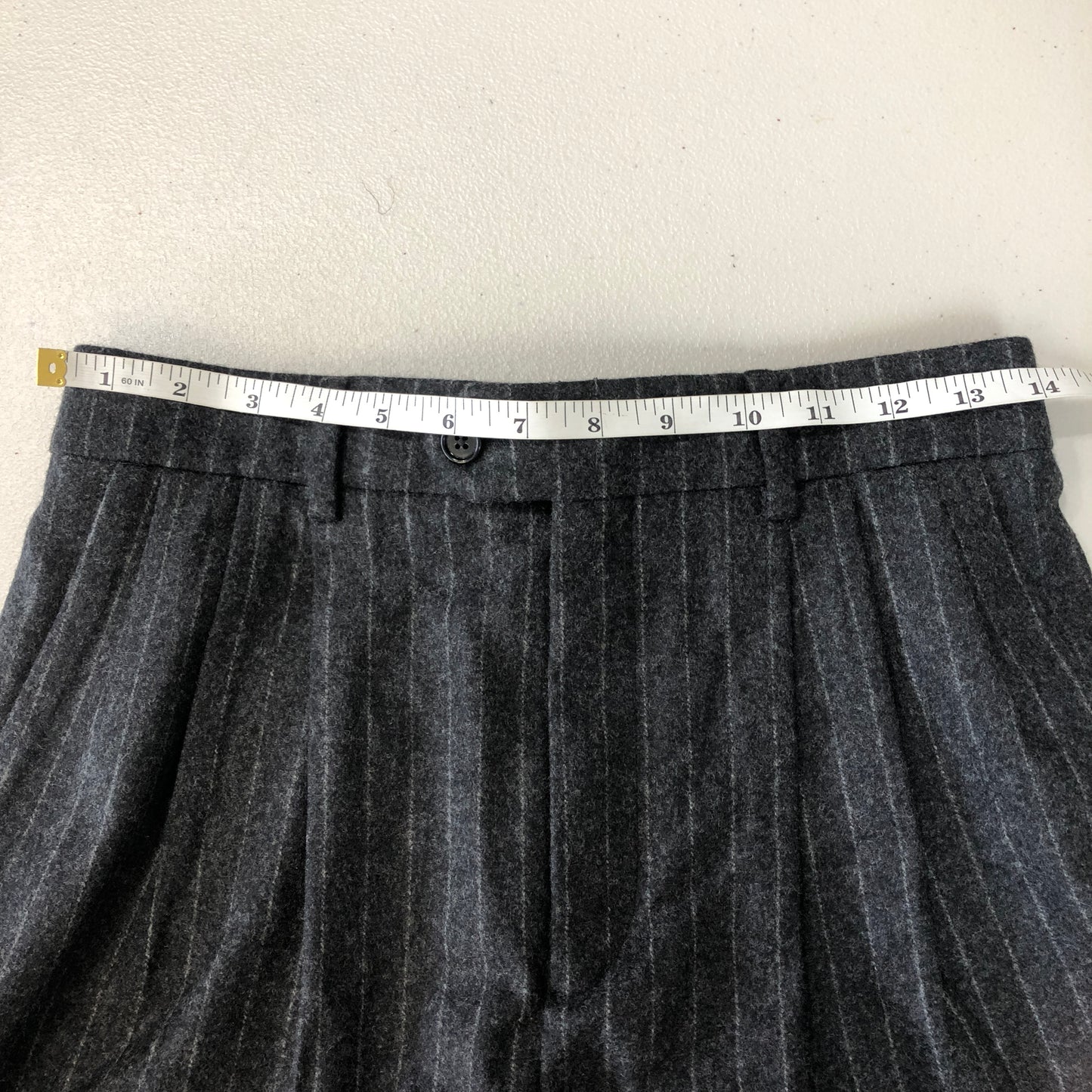Celine Dark Grey Pinstripe Wool Shorts Size 36