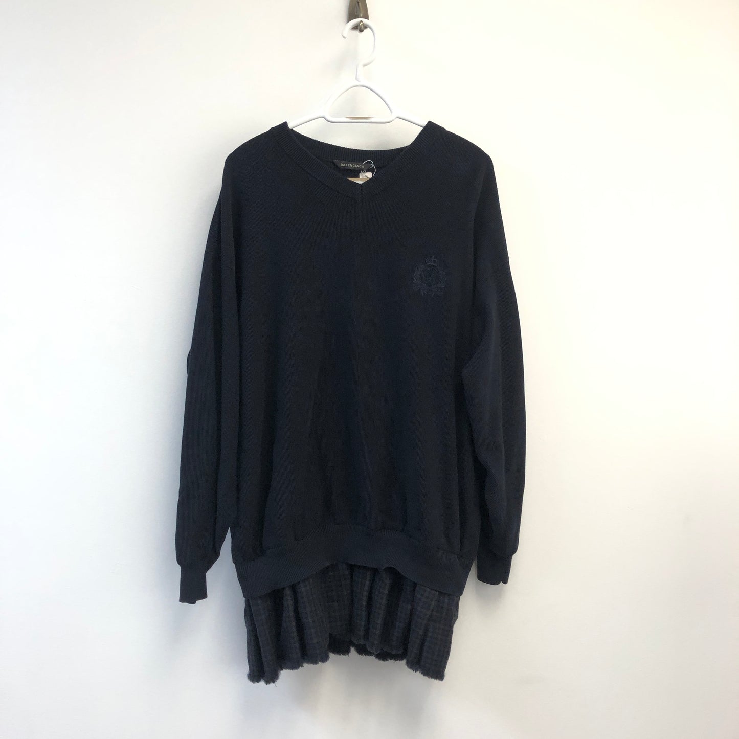 Balenciaga Crest Logo Knit Sweater Size M Navy Blue