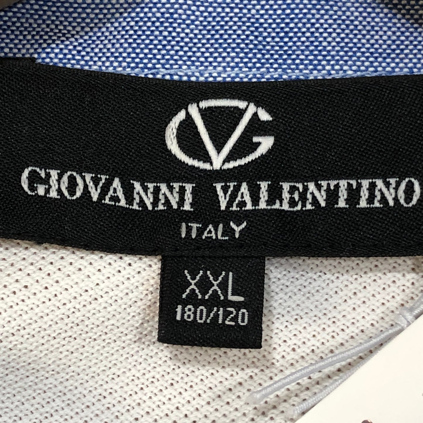 Giovanni Valentino White Contrast Blue Collar Short Sleeve Polo Shirt Size XXL