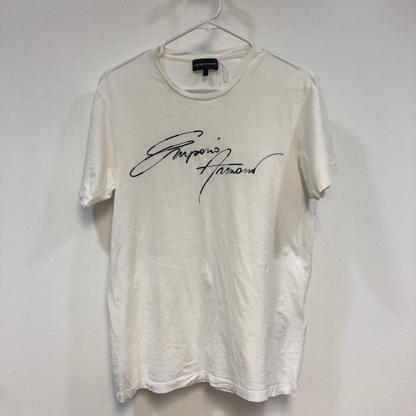 Emporio Armani White Signature Print T-Shirt Size L