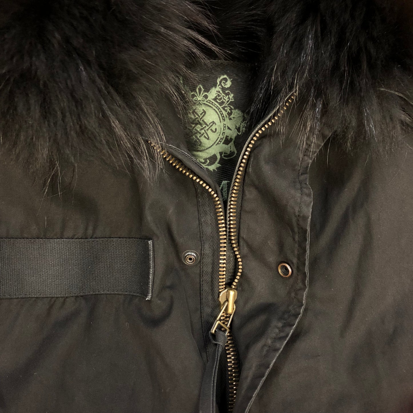 Mr & Mrs Italy Fur Trim Parka Size XS Black