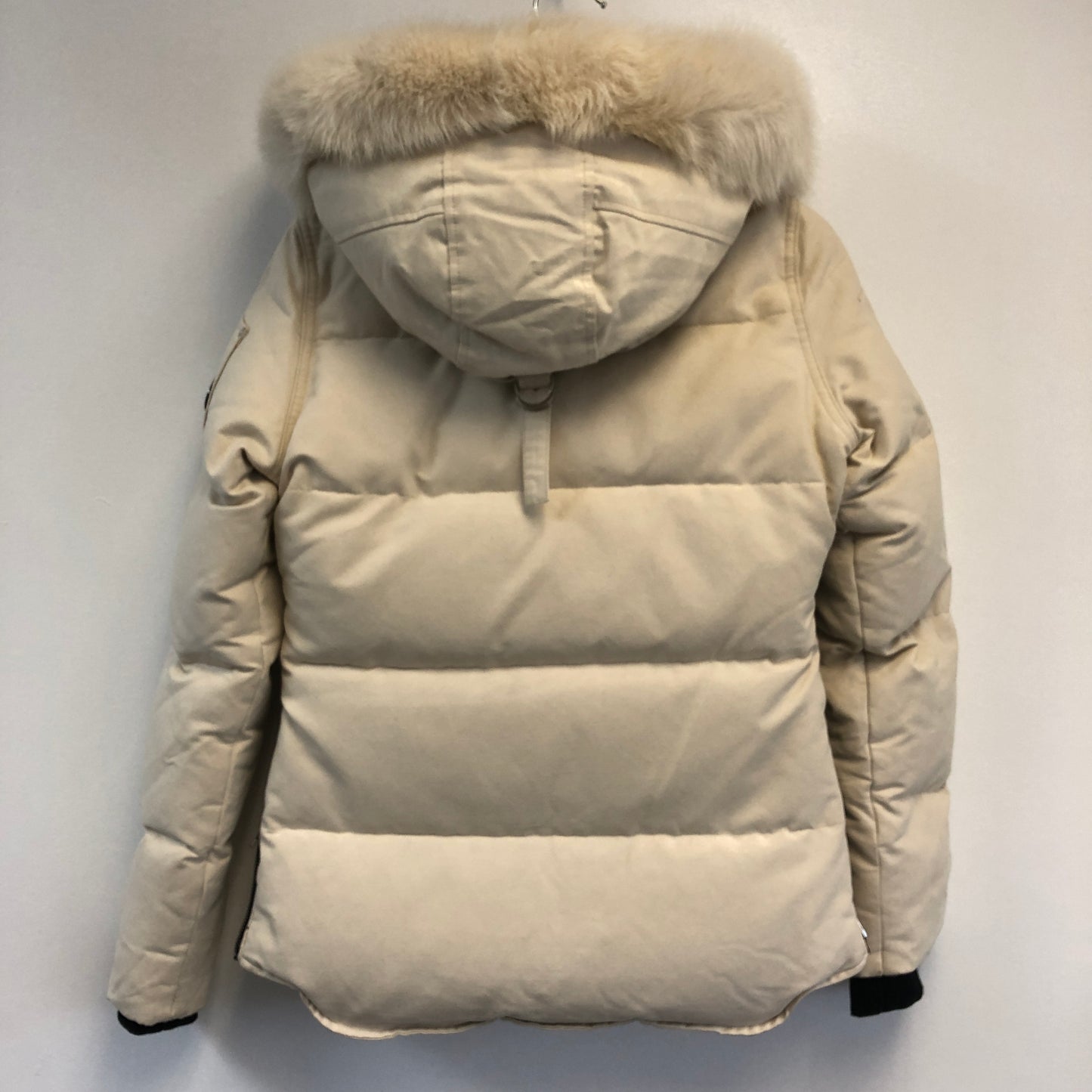 Moose Knuckles Cream Down Puffer Jacket with Fur Hood Size XS