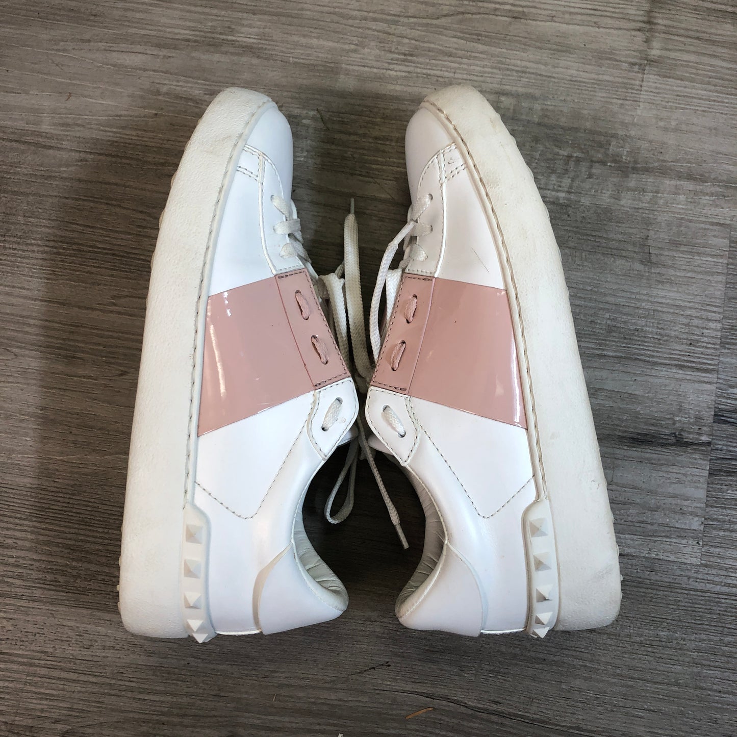Valentino Rockstud Pink & White Leather Low Top Sneakers Size 37