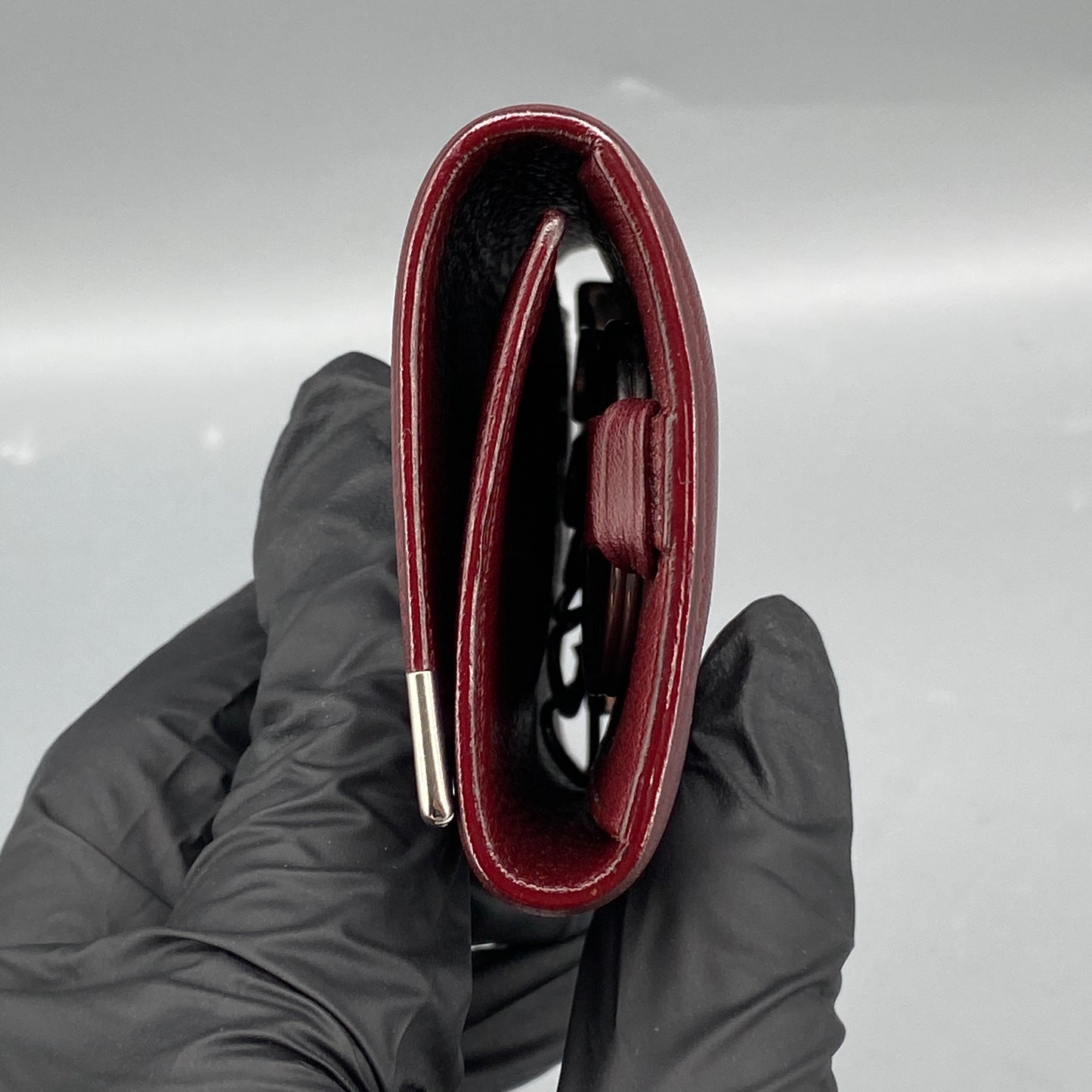 Cartier Dark Red Grain Leather Key Case