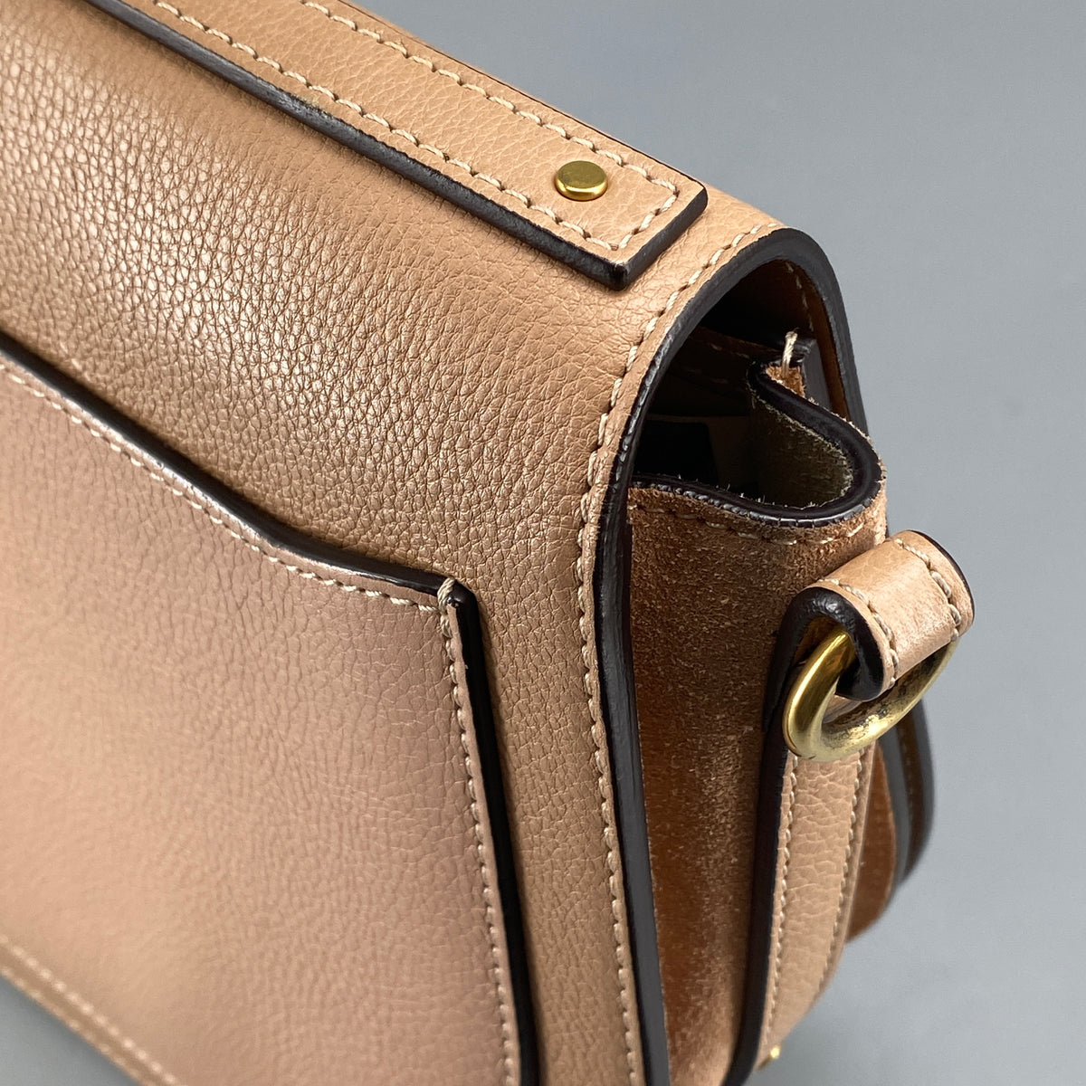 Chloe Nile Ring Crossbody Bag Nude Leather