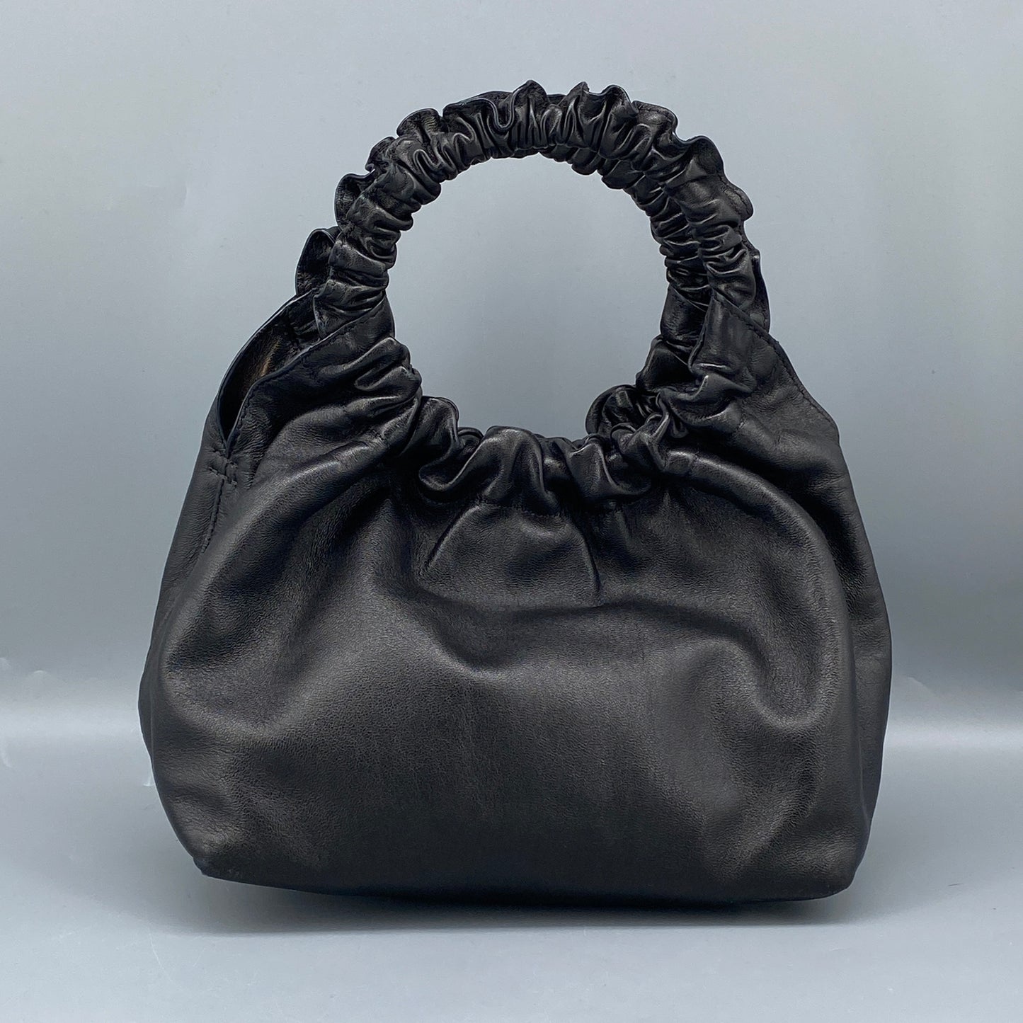 The Row Double Circle Bag Soft Black Leather Shoulder Bag