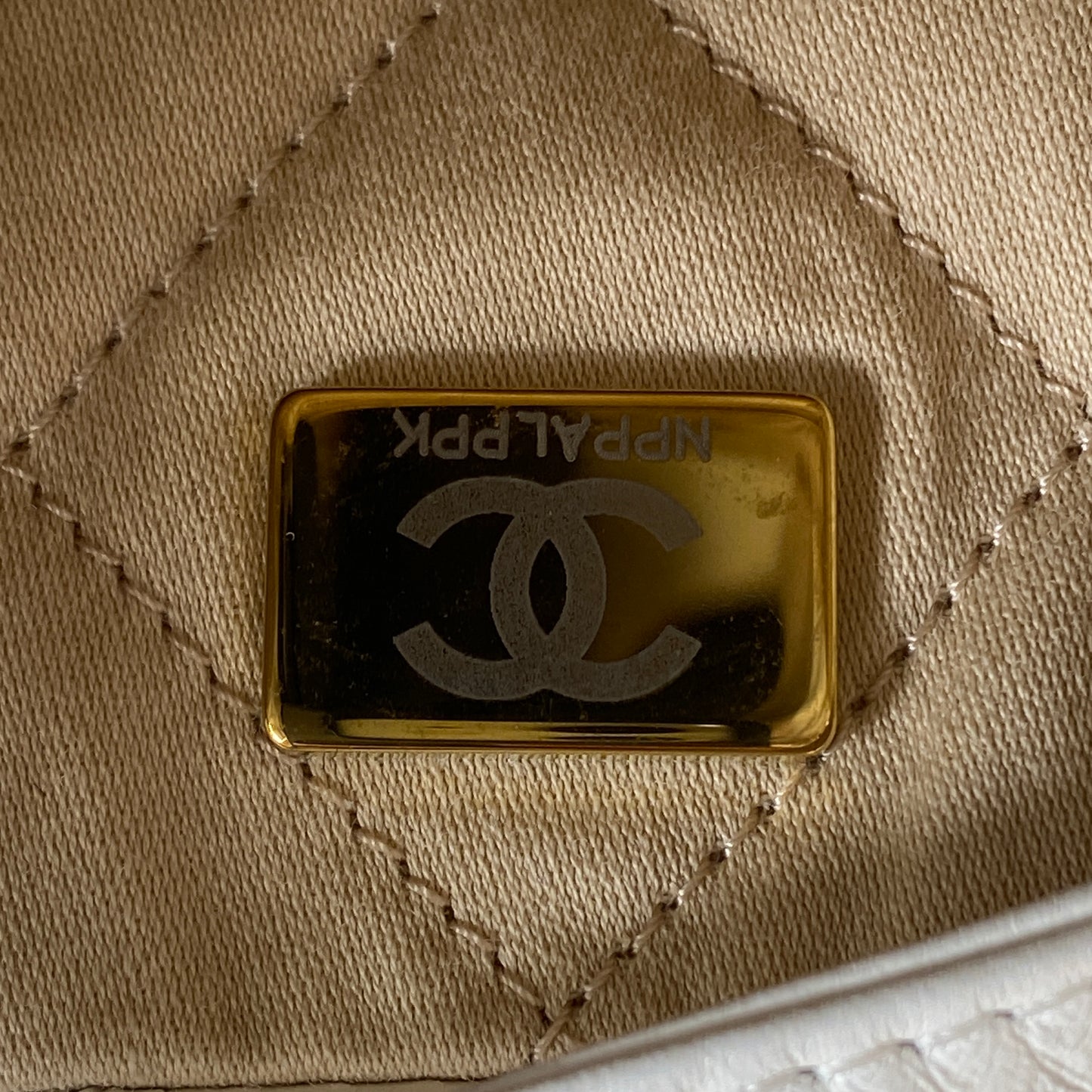 Chanel White Quilted Leather SMALL 22 Bag Tote