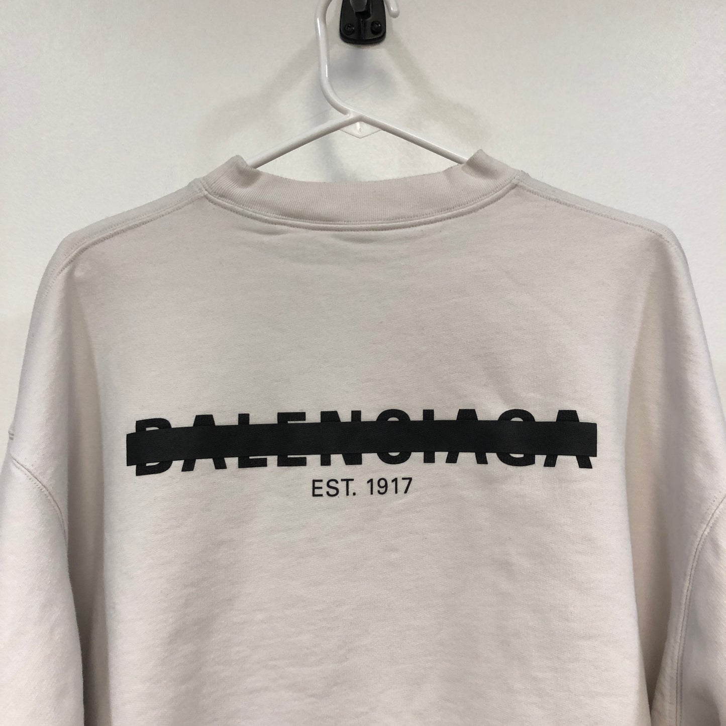 Balenciaga Logo Print Crew Neck Sweatshirt Size 2 White P2P 28 Inches