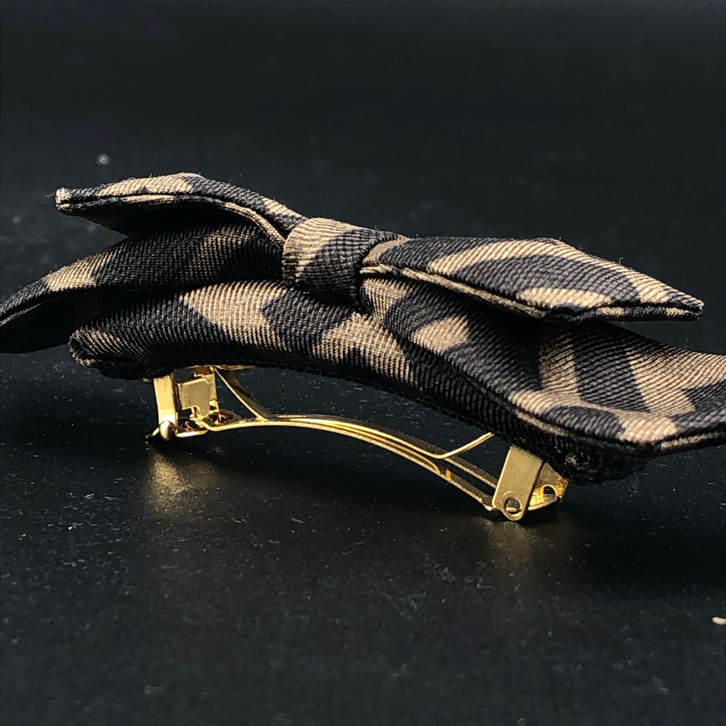 Fendi FF Monogram Bow Barrette Tobacco Tone Hair Clip