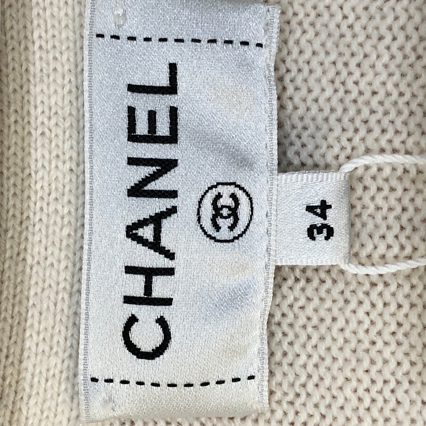 Chanel White Cashmere V-Neck Cardigan Multicolor Polka Dot Print Size 34