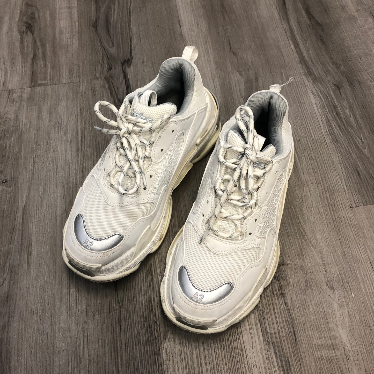 Balenciaga Unisex Triple S Mesh Leather Chunky Dad Sneaker Shoes 42 White