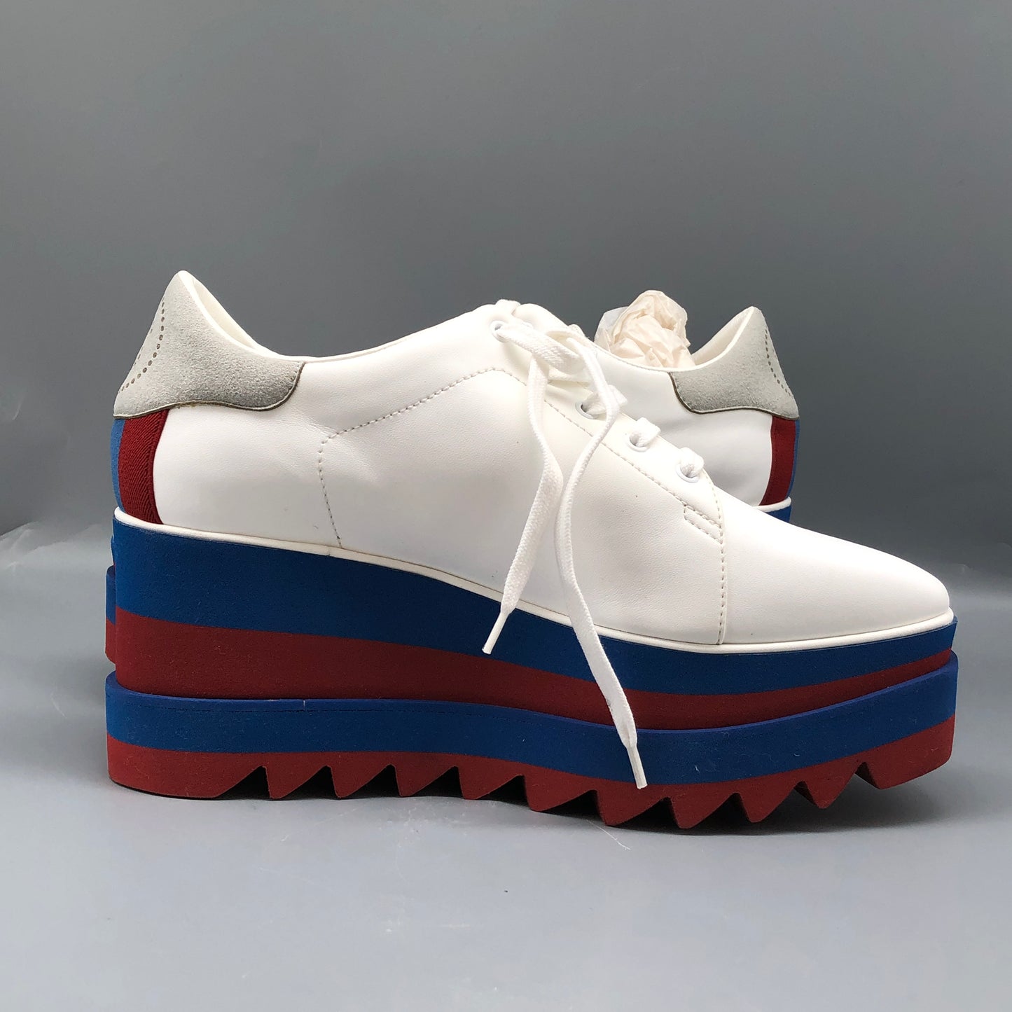 Stella McCartney White/Blue/Red Platform Sneakers Women's Shoes Size 36
