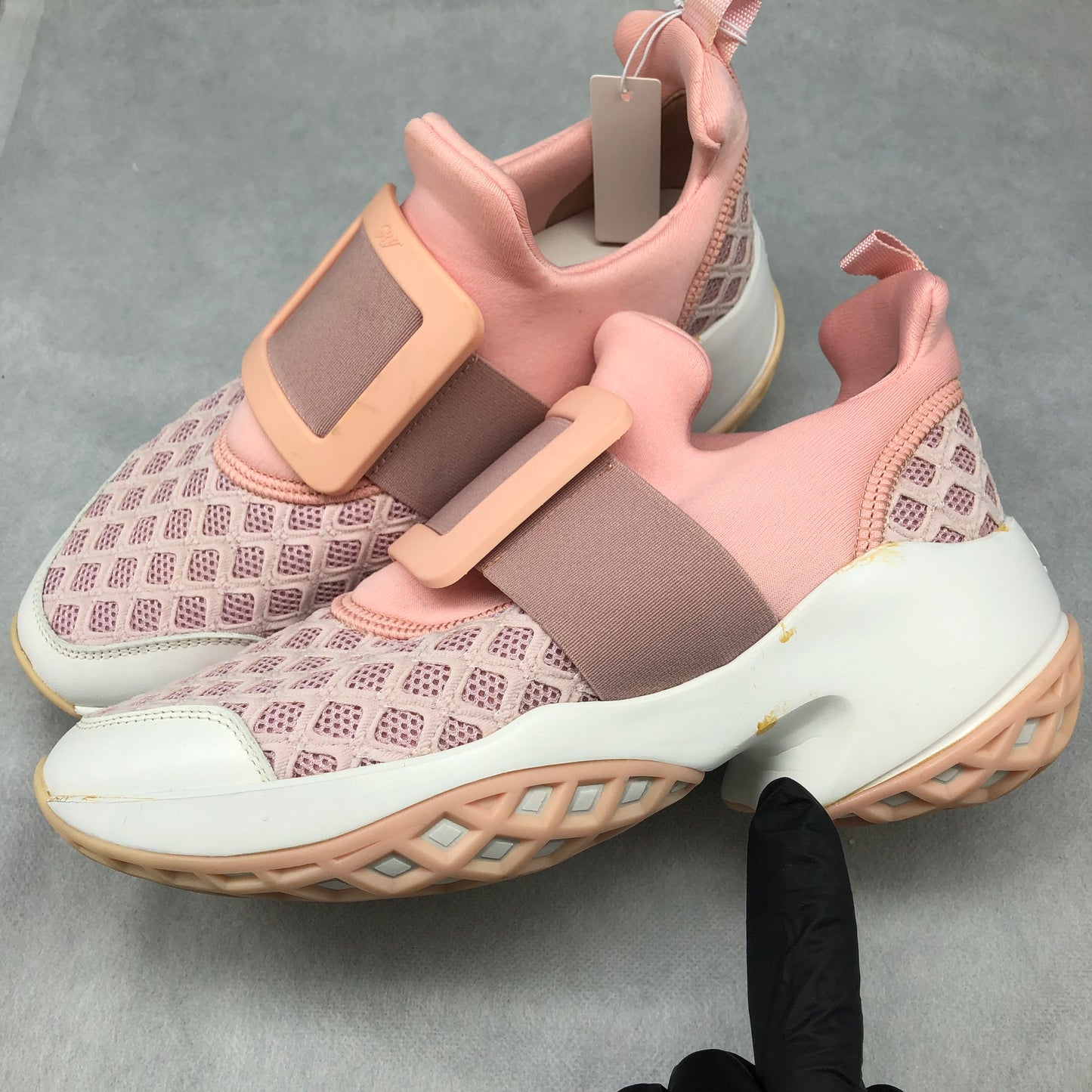 Roger Vivier Pink Buckle Strap Sneakers Women's Shoes Size 37