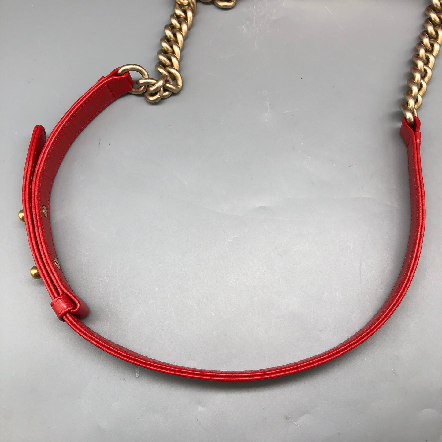 Chanel Small Red Python Leather Boy Flap Bag
