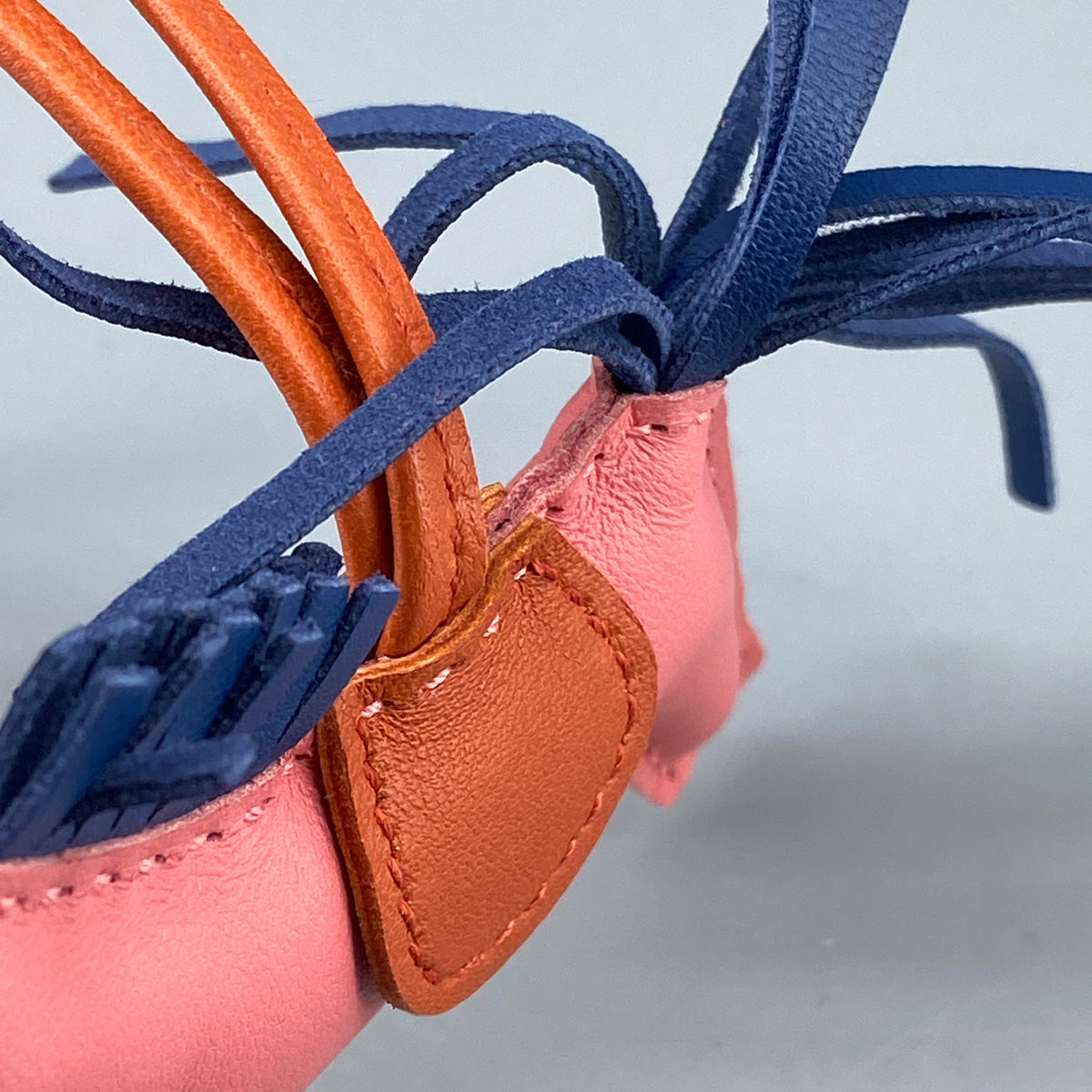 Hermes Rodeo Small Horse Bag Charm Pink Navy Orange Leather