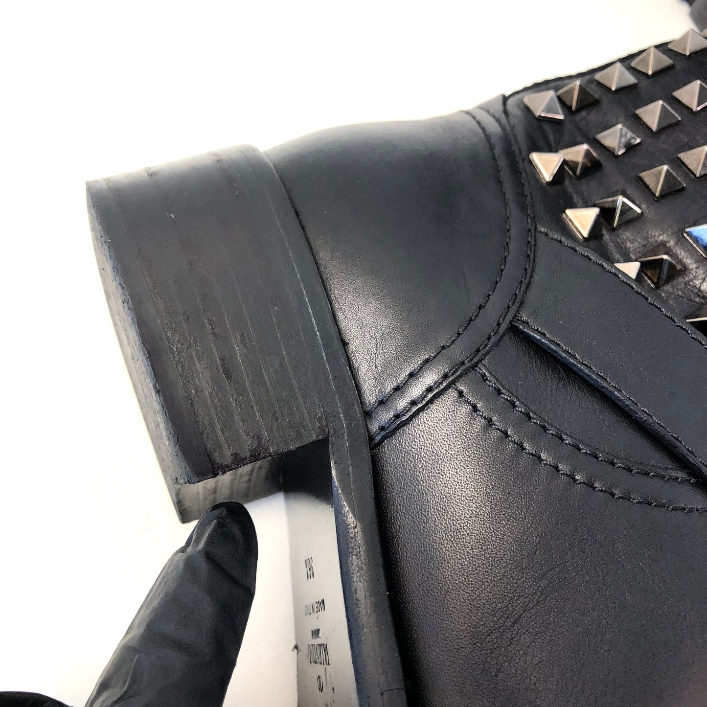 Valentino Rockstud Black Leather Ankle Boots Women's Shoes Size 36.5