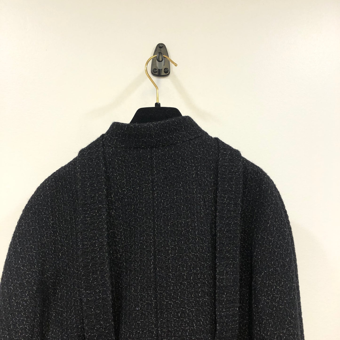 Chanel Black Tweed Cropped Jacket Size 36