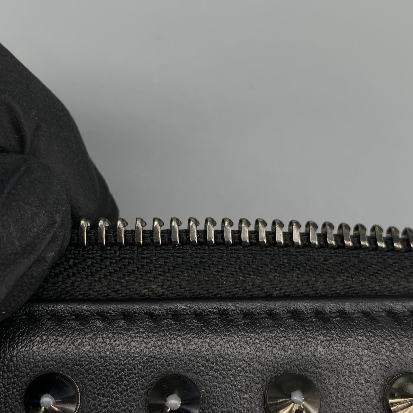Christian Louboutin Black Leather Spiked Zip Around Long Wallet