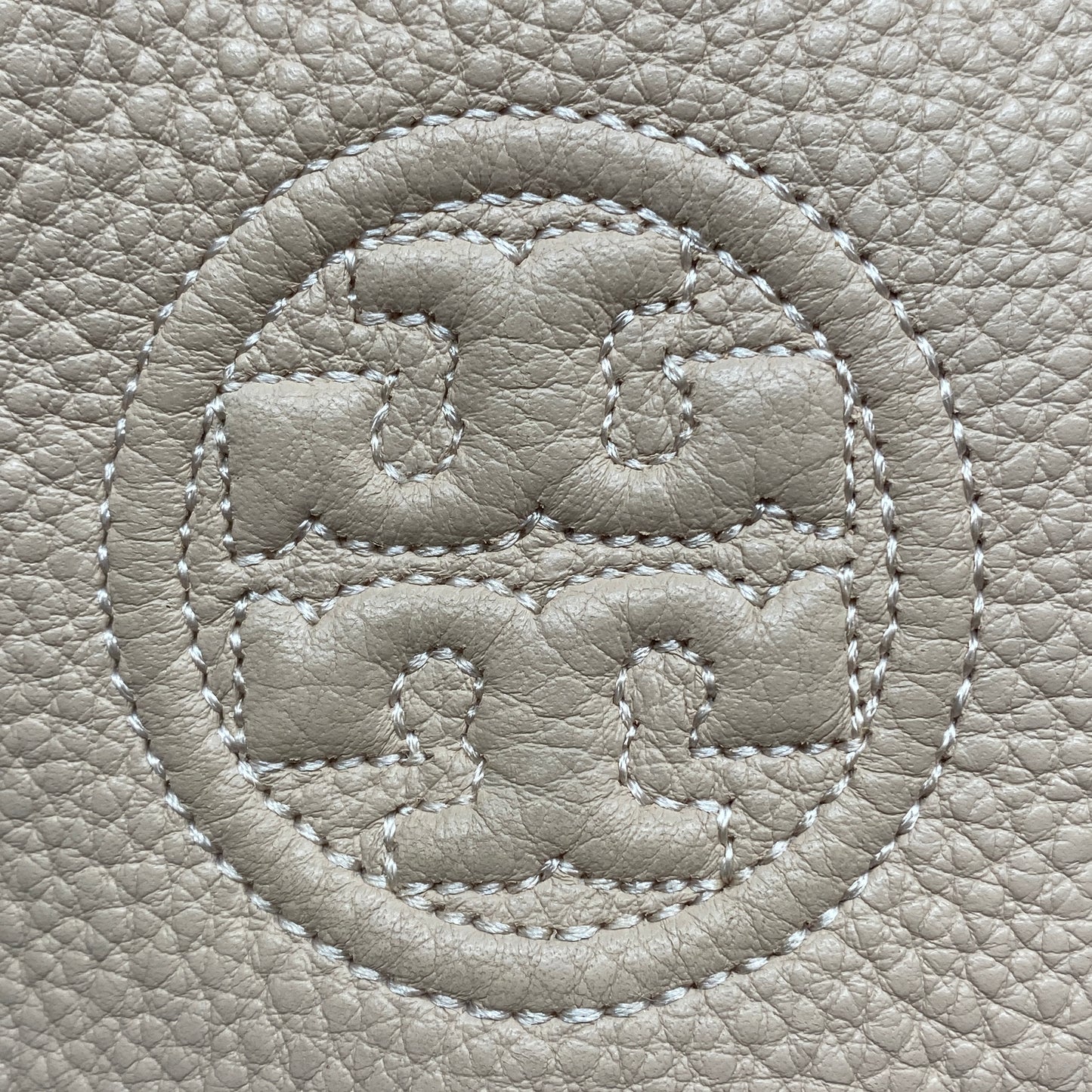 Tory Burch Nude Pebbled Leather Chain Shoulder Tote Bag