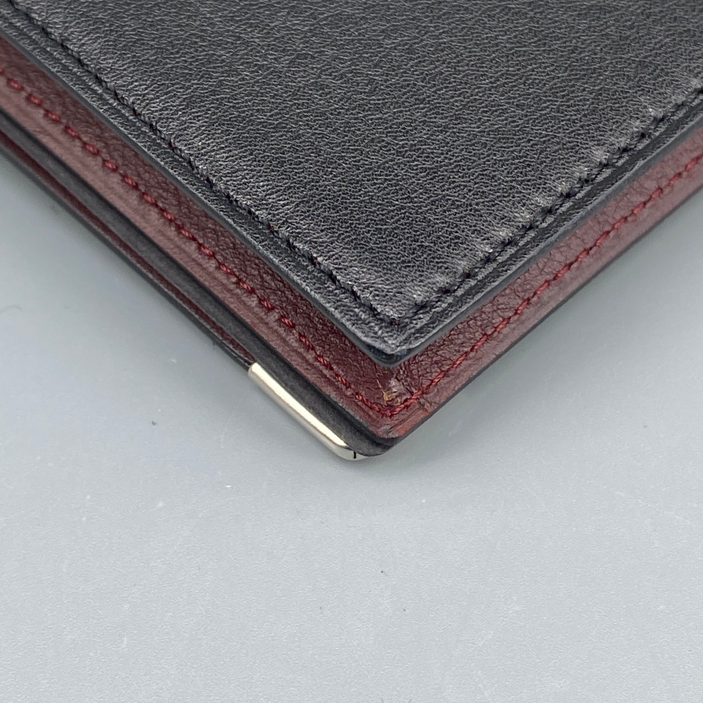Cartier Black Smooth Leather Bi-fold Wallet with Metal Corner Guards