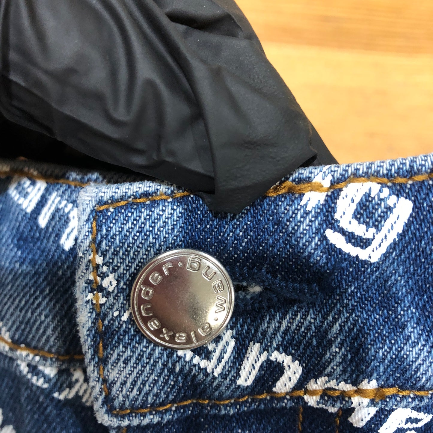 Alexander Wang Denim Logo Print Shorts Size 27 Blue