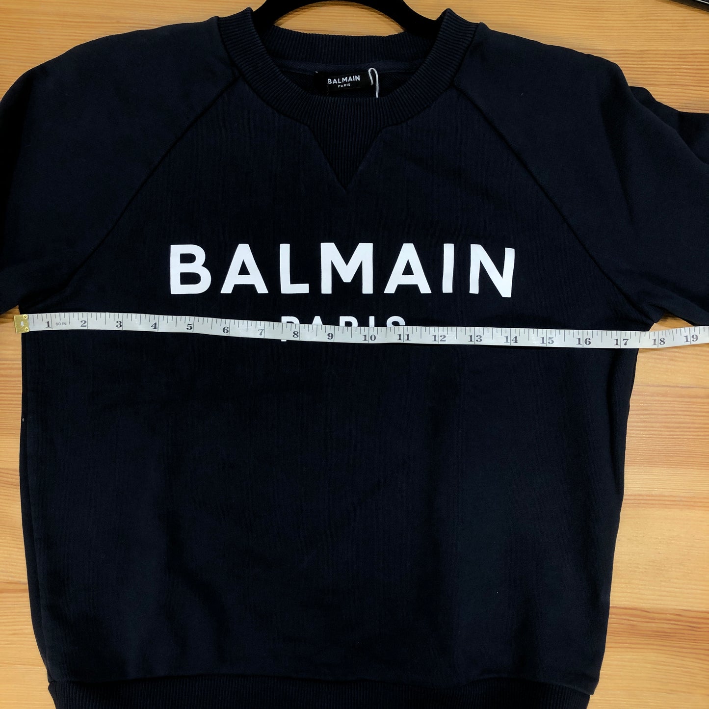 Balmain Navy Blue Logo Print Crew Neck Sweatshirt Size XXS