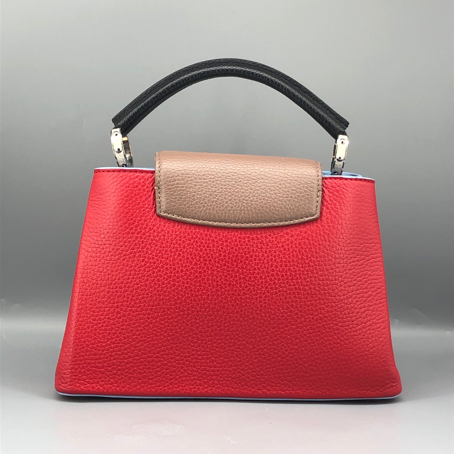 Louis Vuitton Capucines PM Taurillon Leather Handbag Red Light Blue Two-Tone