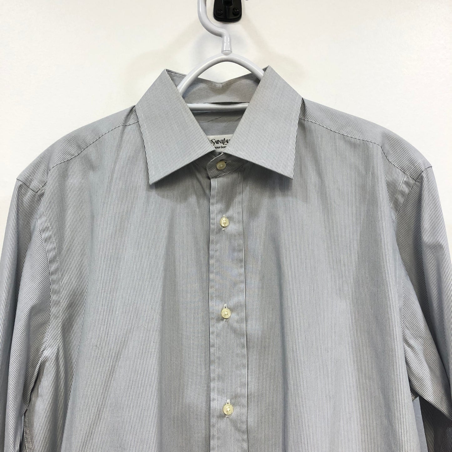Saint Laurent Light Grey Striped Cotton Button-Down Shirt