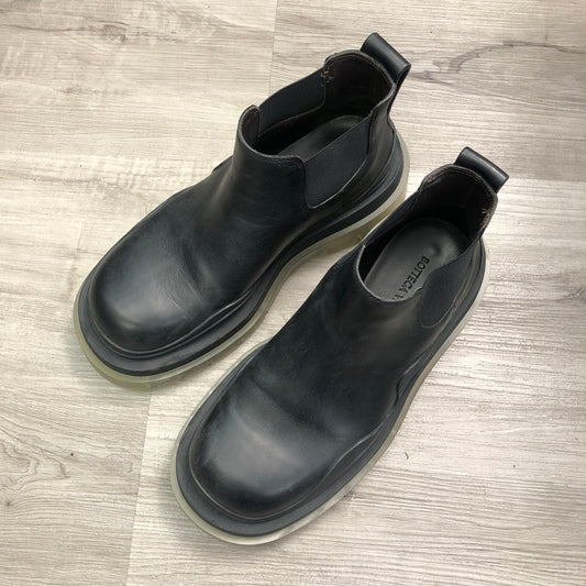 Bottega Veneta Black Leather Chelsea Boots Women's Shoes Size 36.5