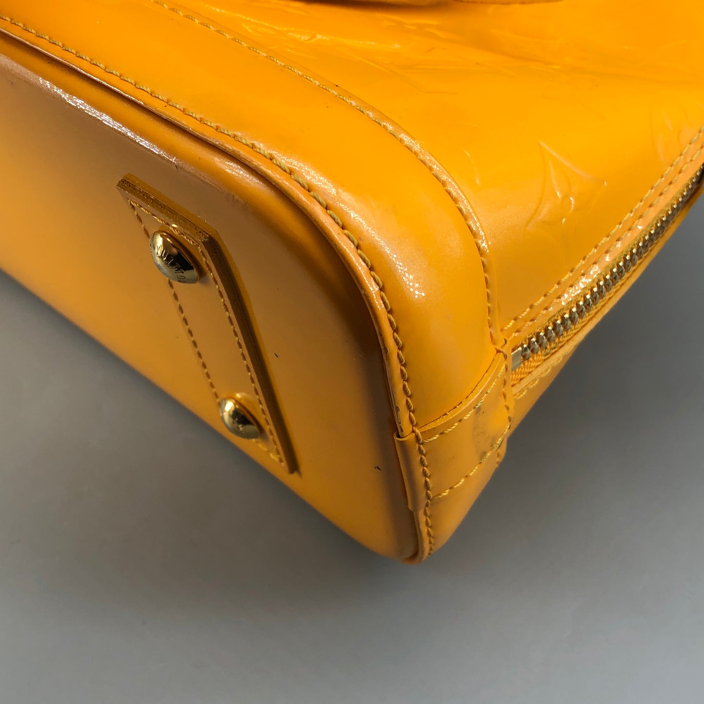 Louis Vuitton Yellow Vernis Monogram Alma Handbag Shoulder Bag