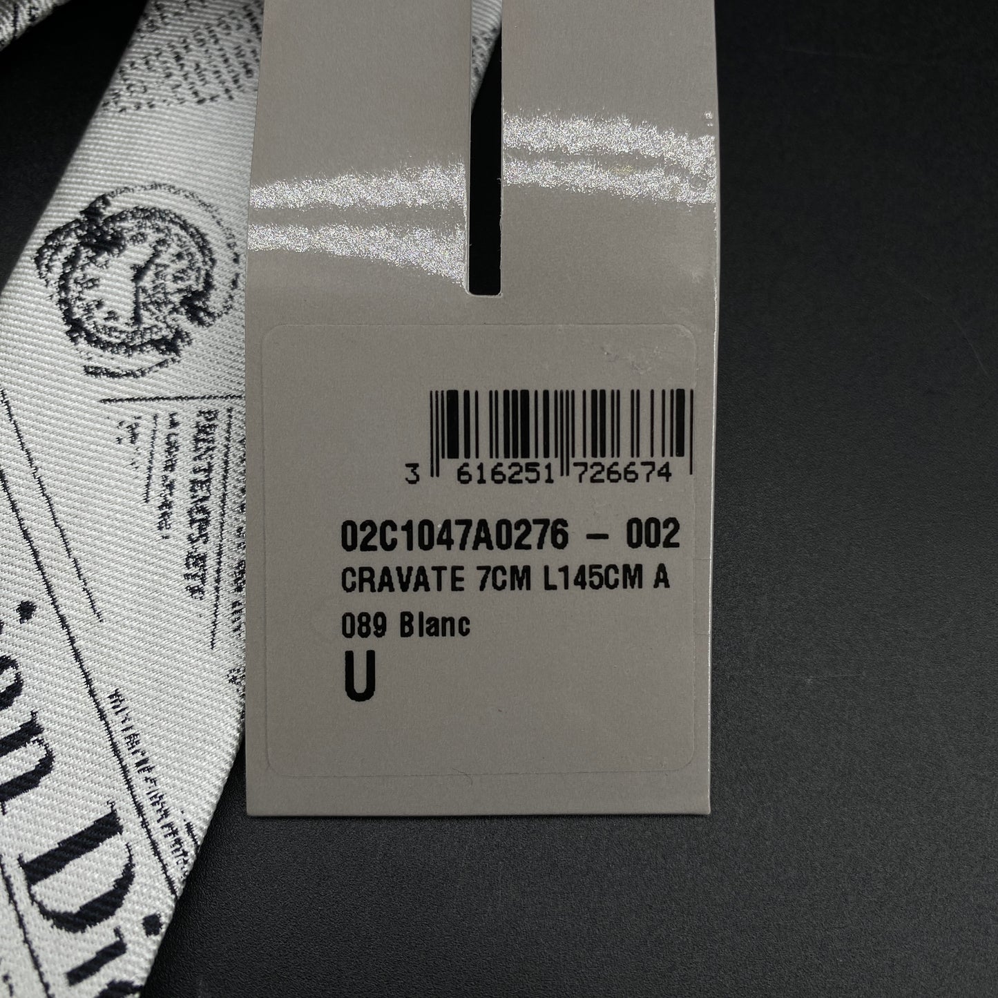 Christian Dior NWT Grey Newspaper Print Silk Tie