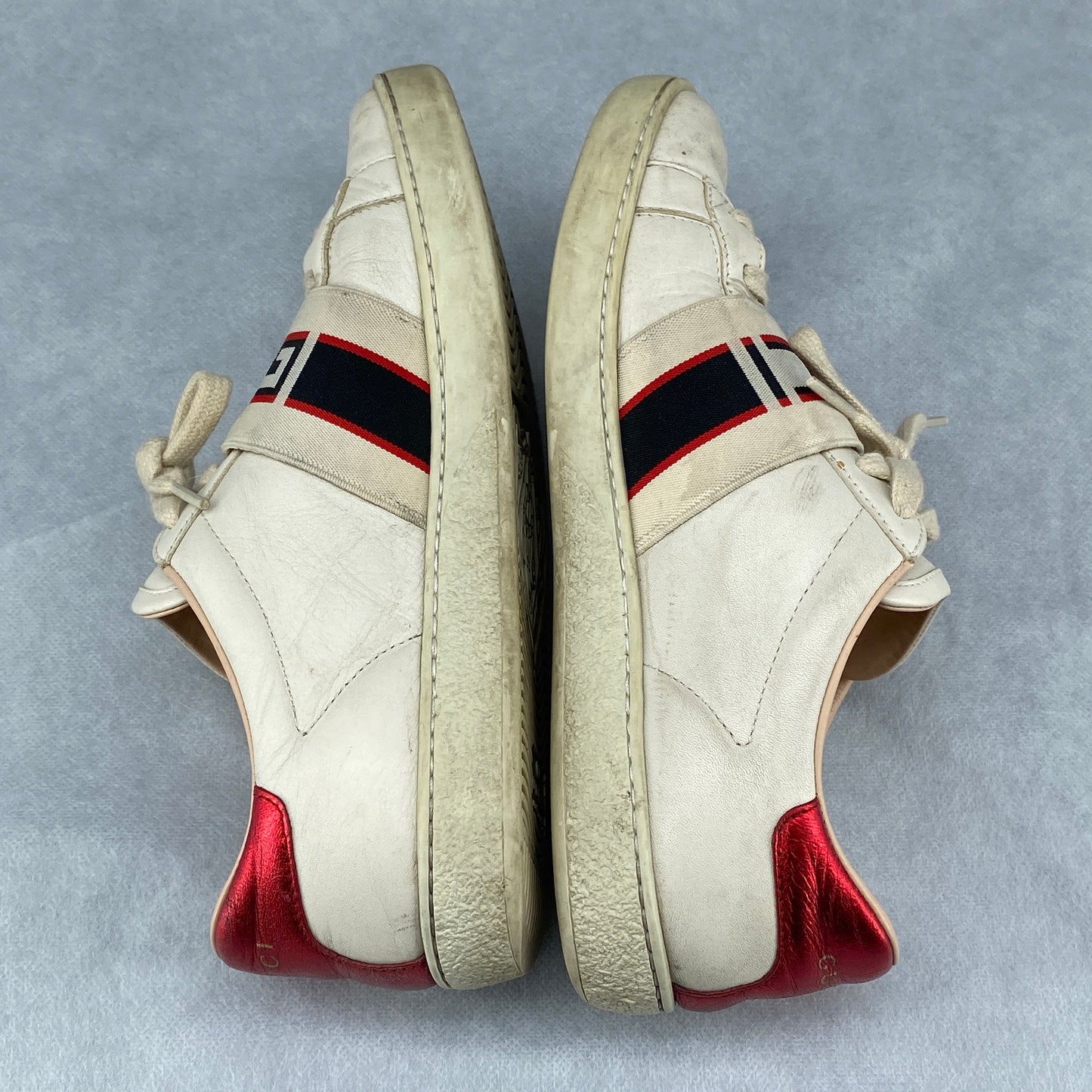 Gucci Women's White Red Stripe Leather Low Top Sneakers Size 37