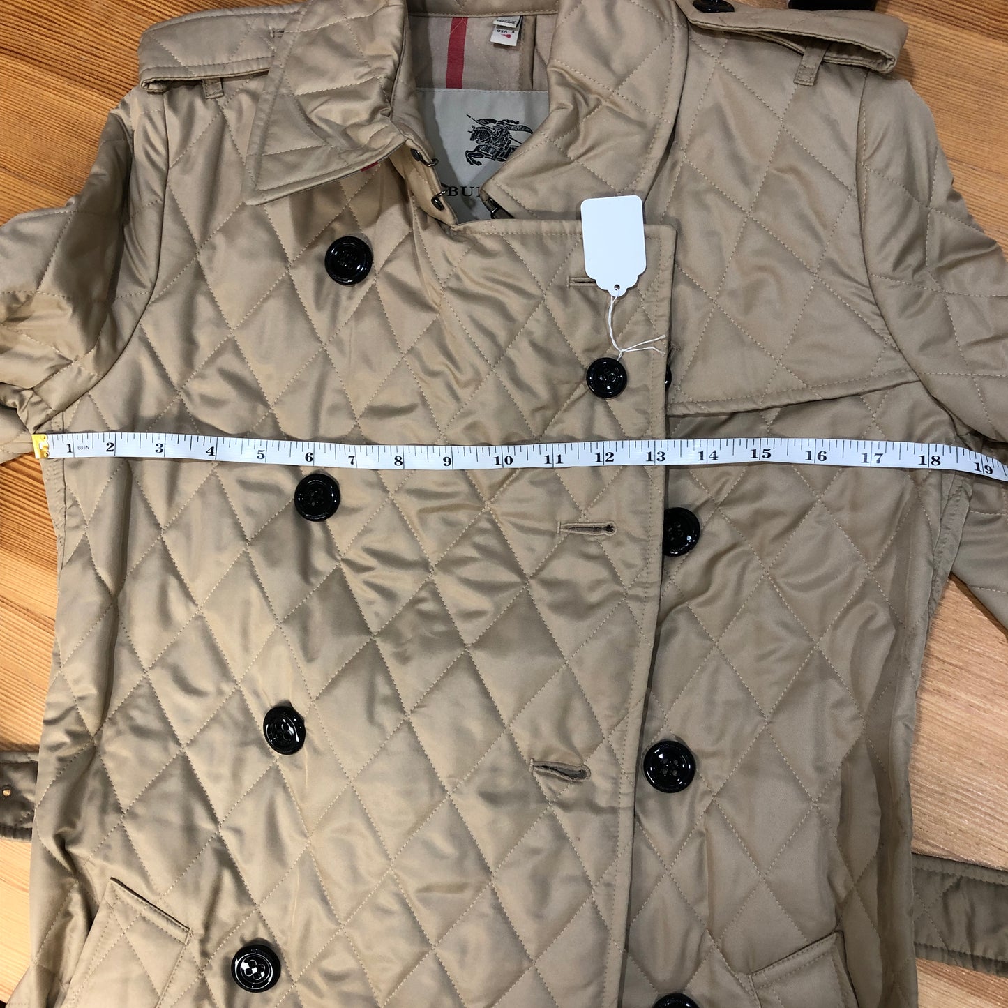 Burberry Beige Quilted Trench Coat Size 4