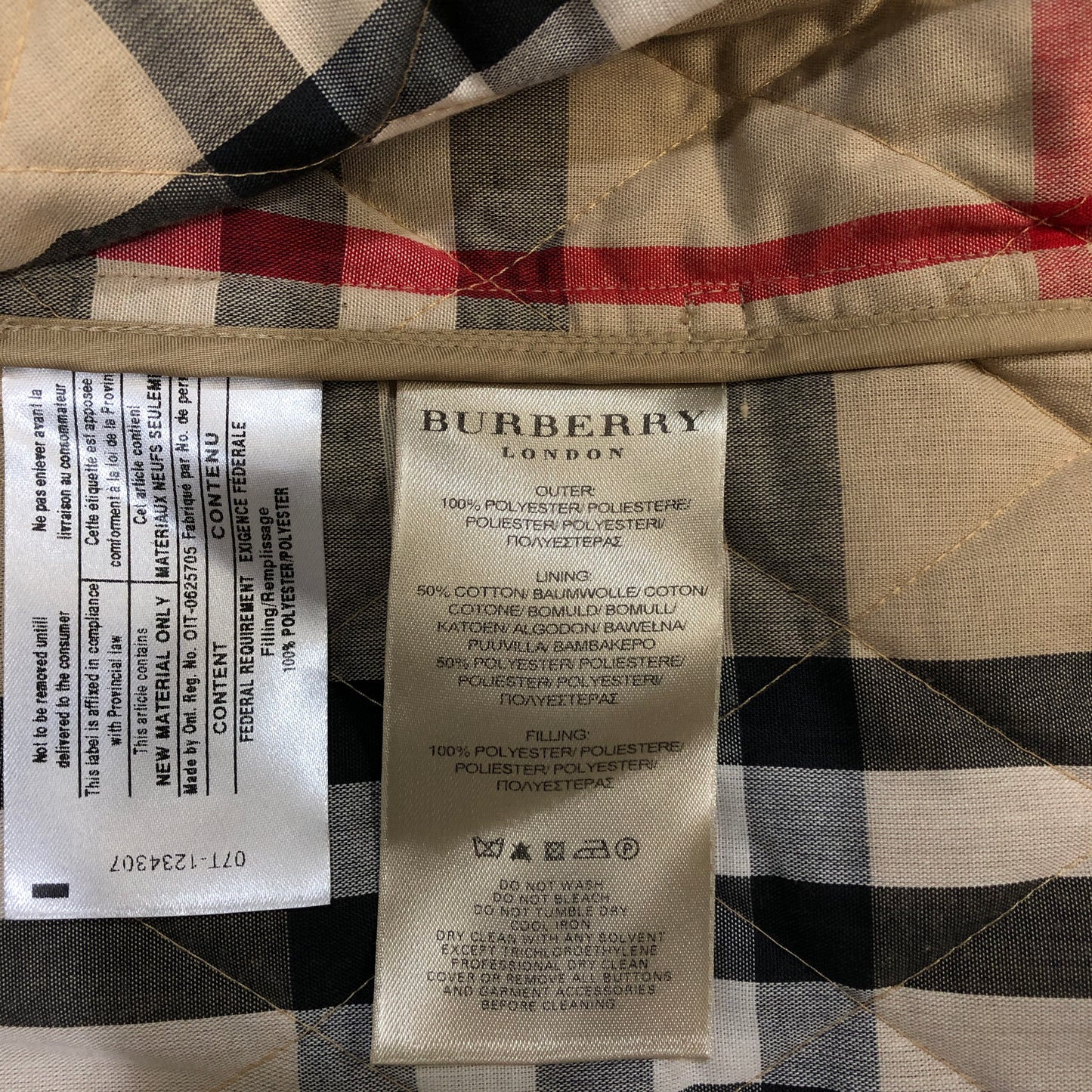Burberry Beige Quilted Trench Coat Size 4
