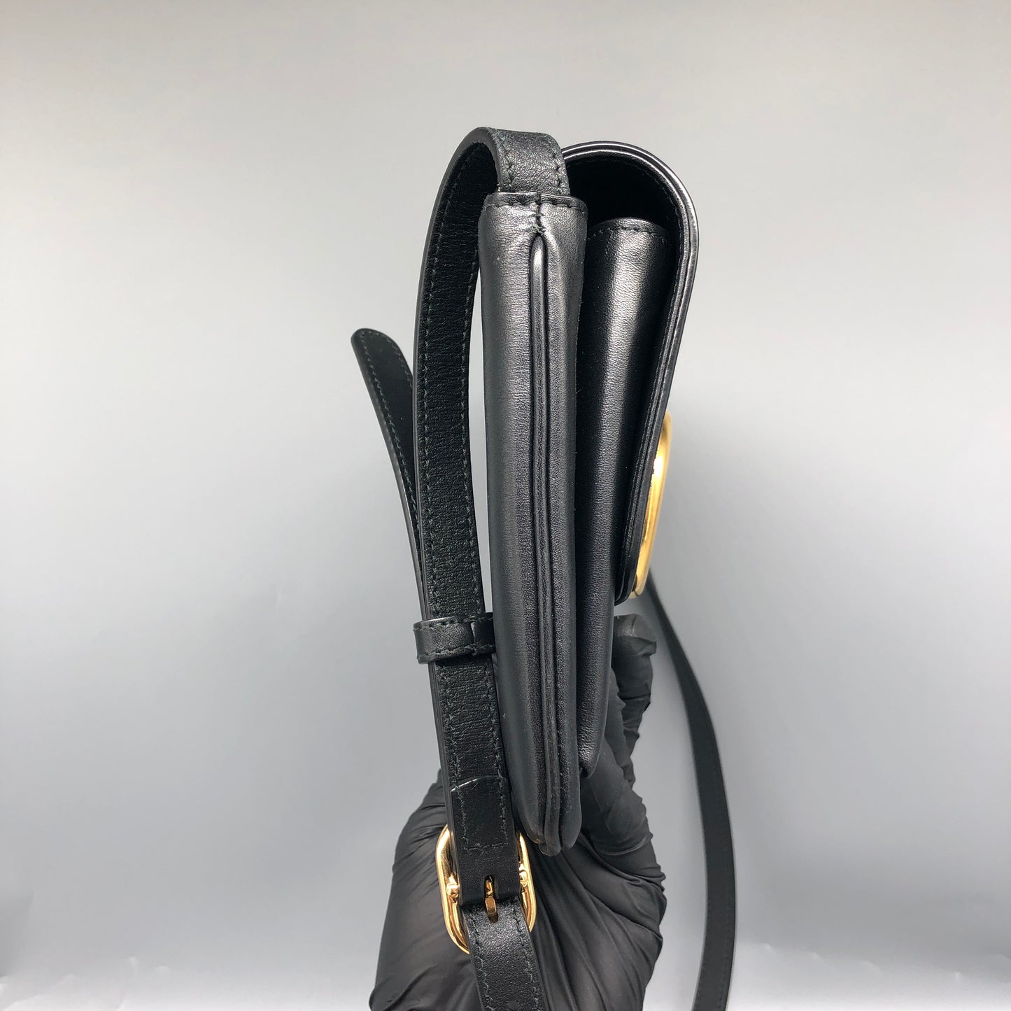Gucci Interlocking G Leather Shoulder Bag 24*14cm Black