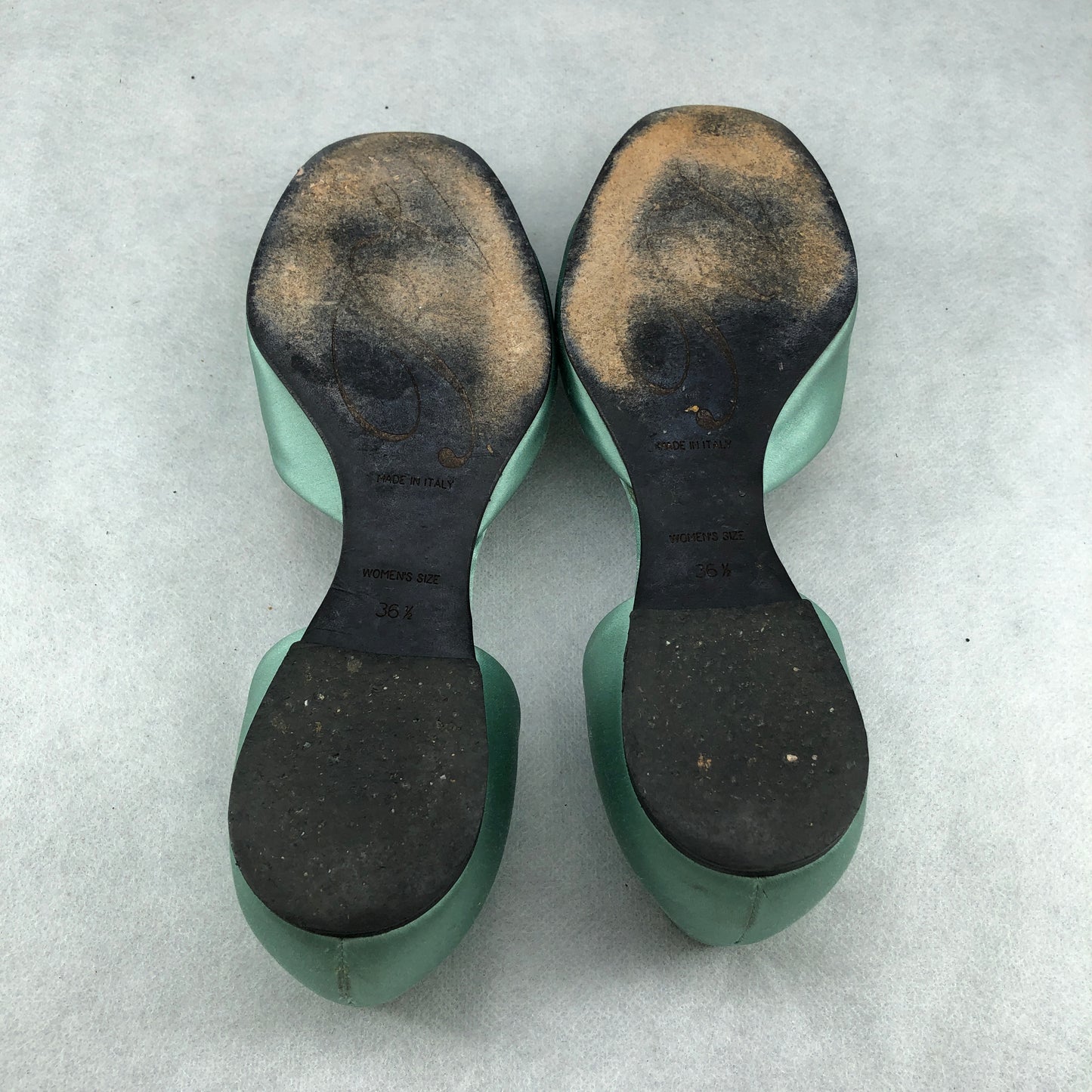 Roger Vivier Satin Buckle Flats Mint Green Women’s Size 36.5