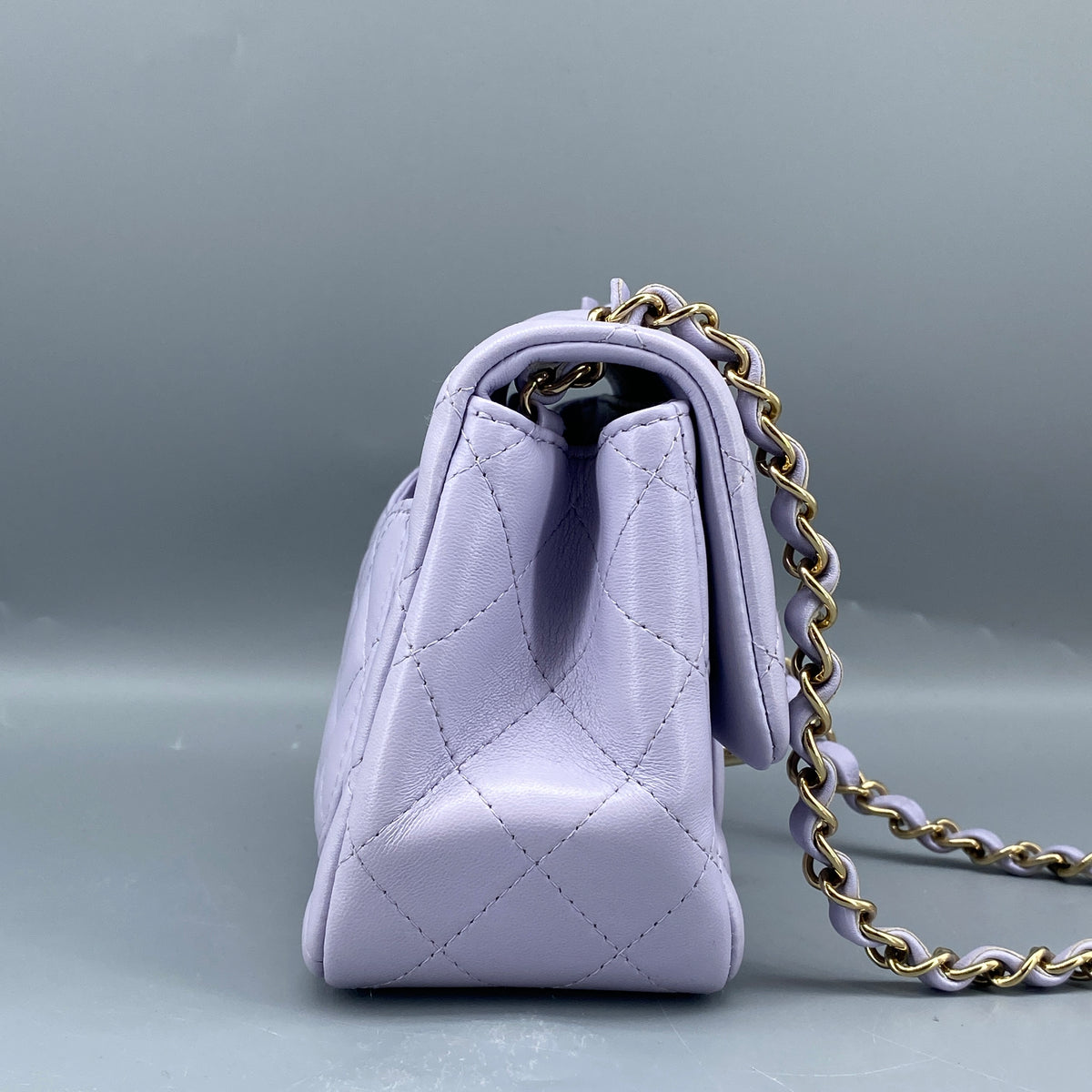 Chanel Classic Quilted Flap Mini Bag Lavendar Lambskin Leather