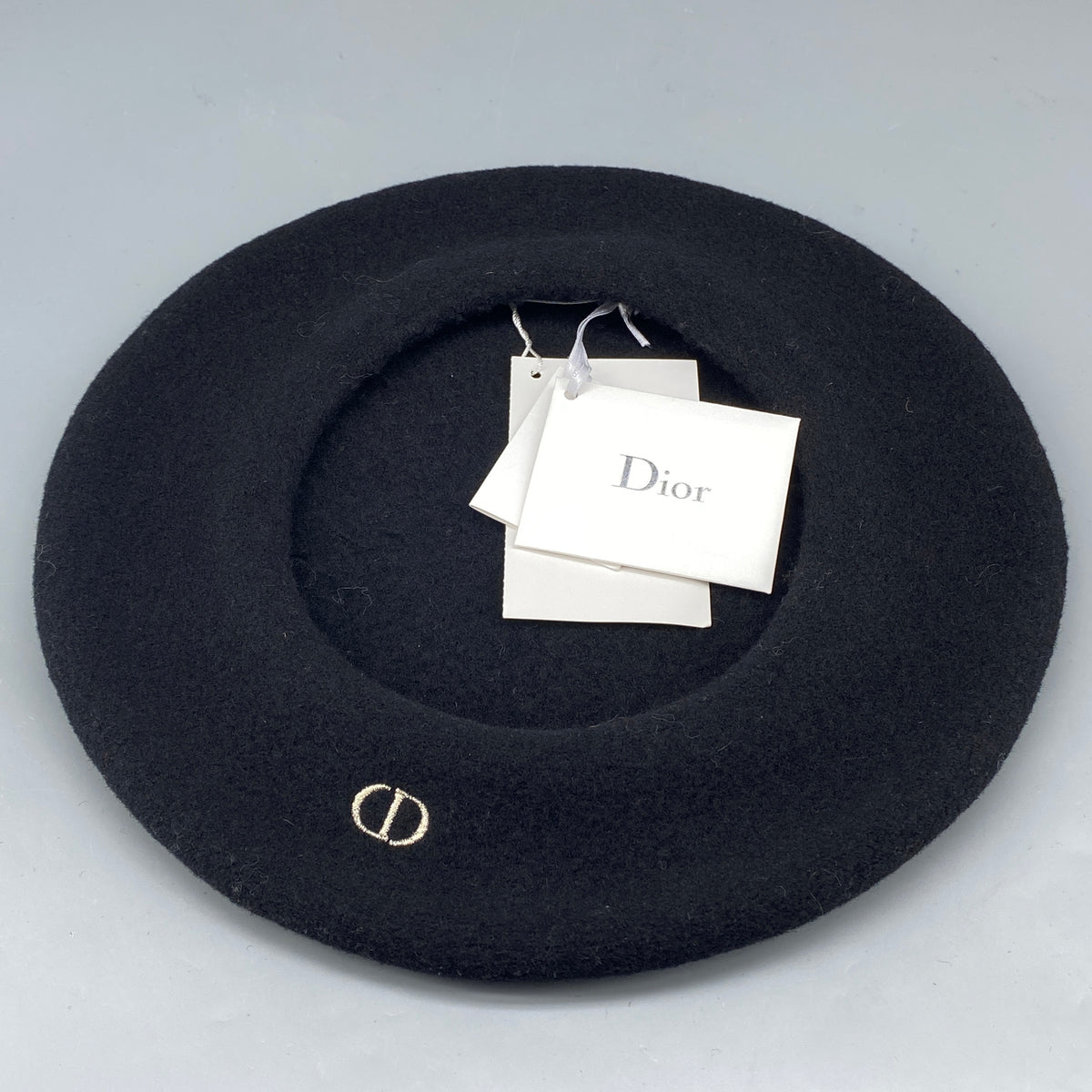 Christian Dior NWT Black Wool Beret Kids CD Logo Embellished Beret Hat T4