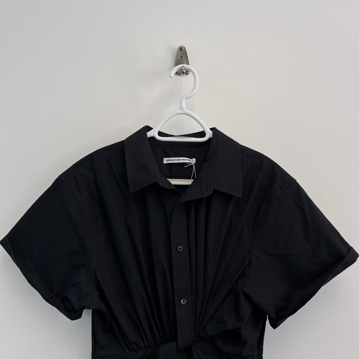 Alexander Wang Black Short Sleeve Shirt Dress Size 6