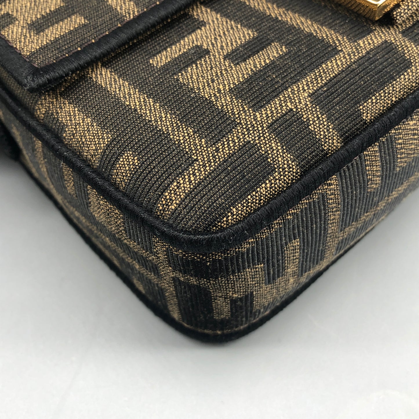 Fendi FF Zucca Baguette Mini Chain Bag Tobacco
