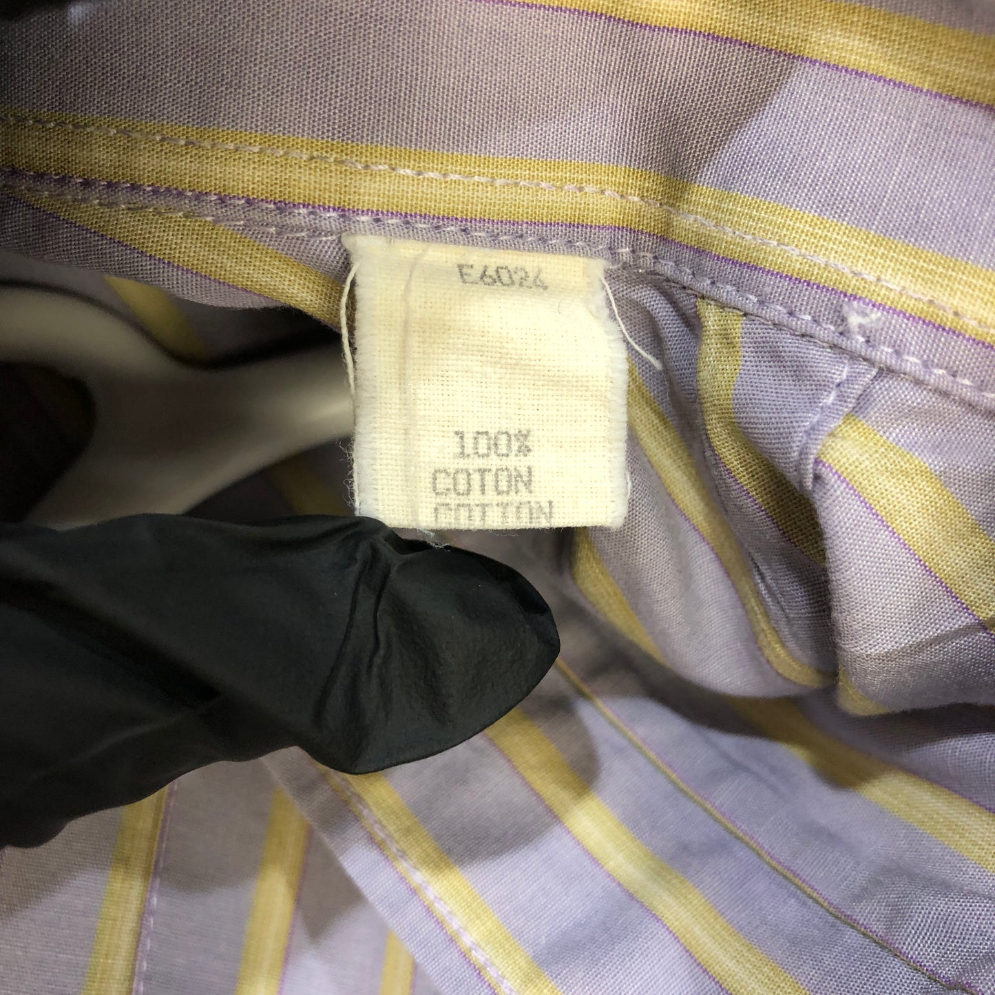 Saint Laurent Lavender & Light Yellow Striped Cotton Button-Down Shirt