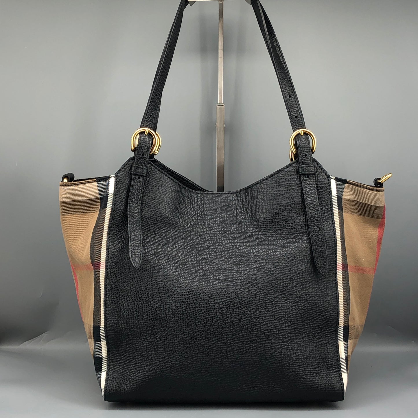 Burberry Check and Leather Tote Bag Beige