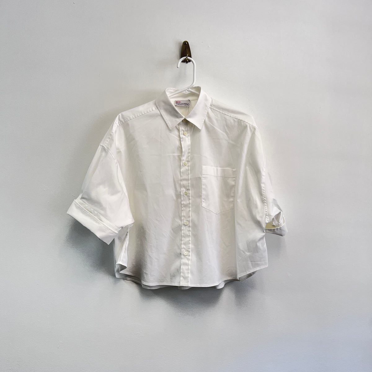Red Valentino White Cropped Short Sleeve Shirt Size 42