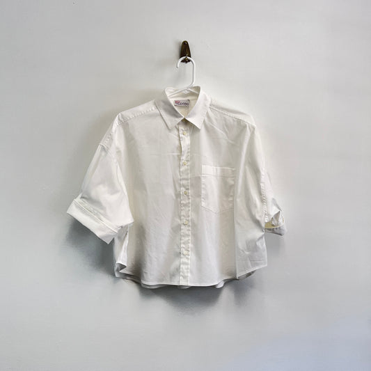 Red Valentino White Cropped Short Sleeve Shirt Size 42