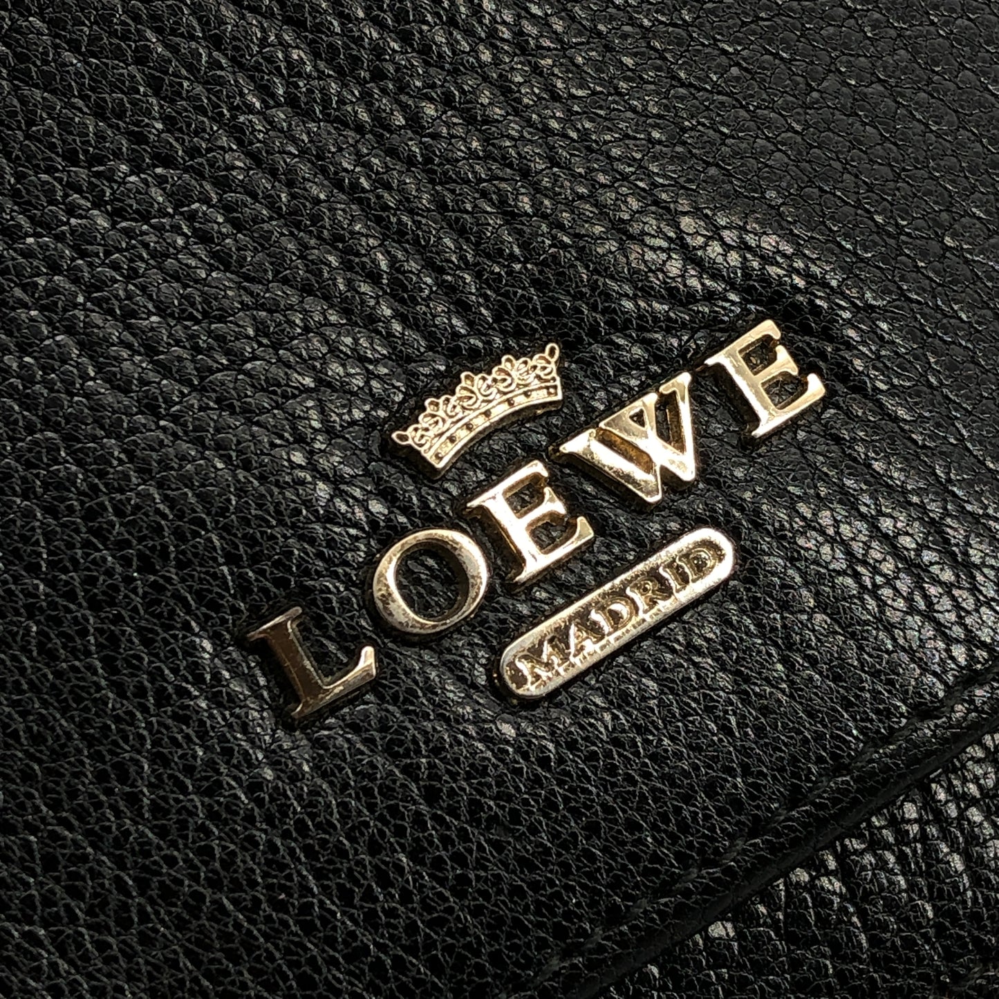 Loewe Classic Logo Black Grained Leather Long Wallet